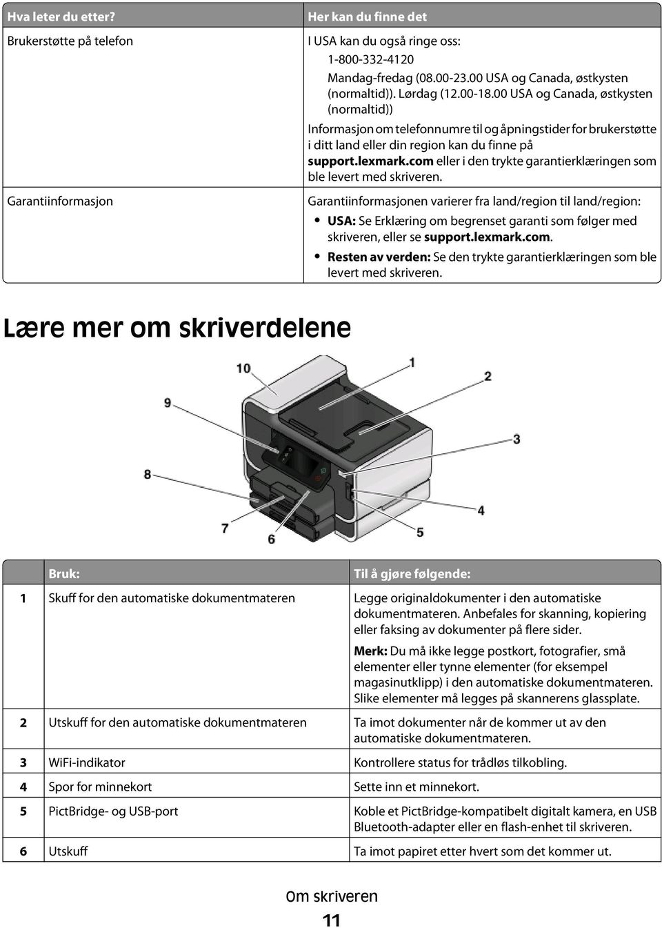 com eller i den trykte garantierklæringen som ble levert med skriveren.