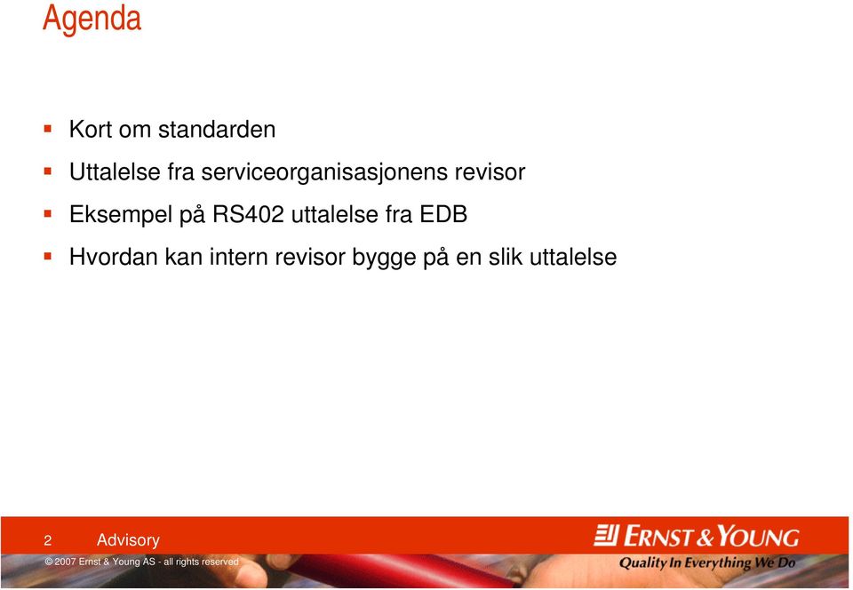 RS402 uttalelse fra EDB Hvordan kan intern