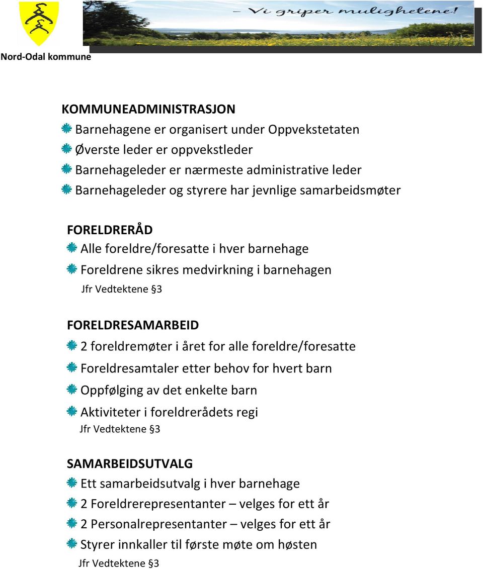 året for alle foreldre/foresatte Foreldresamtaler etter behov for hvert barn Oppfølging av det enkelte barn Aktiviteter i foreldrerådets regi Jfr Vedtektene 3 SAMARBEIDSUTVALG