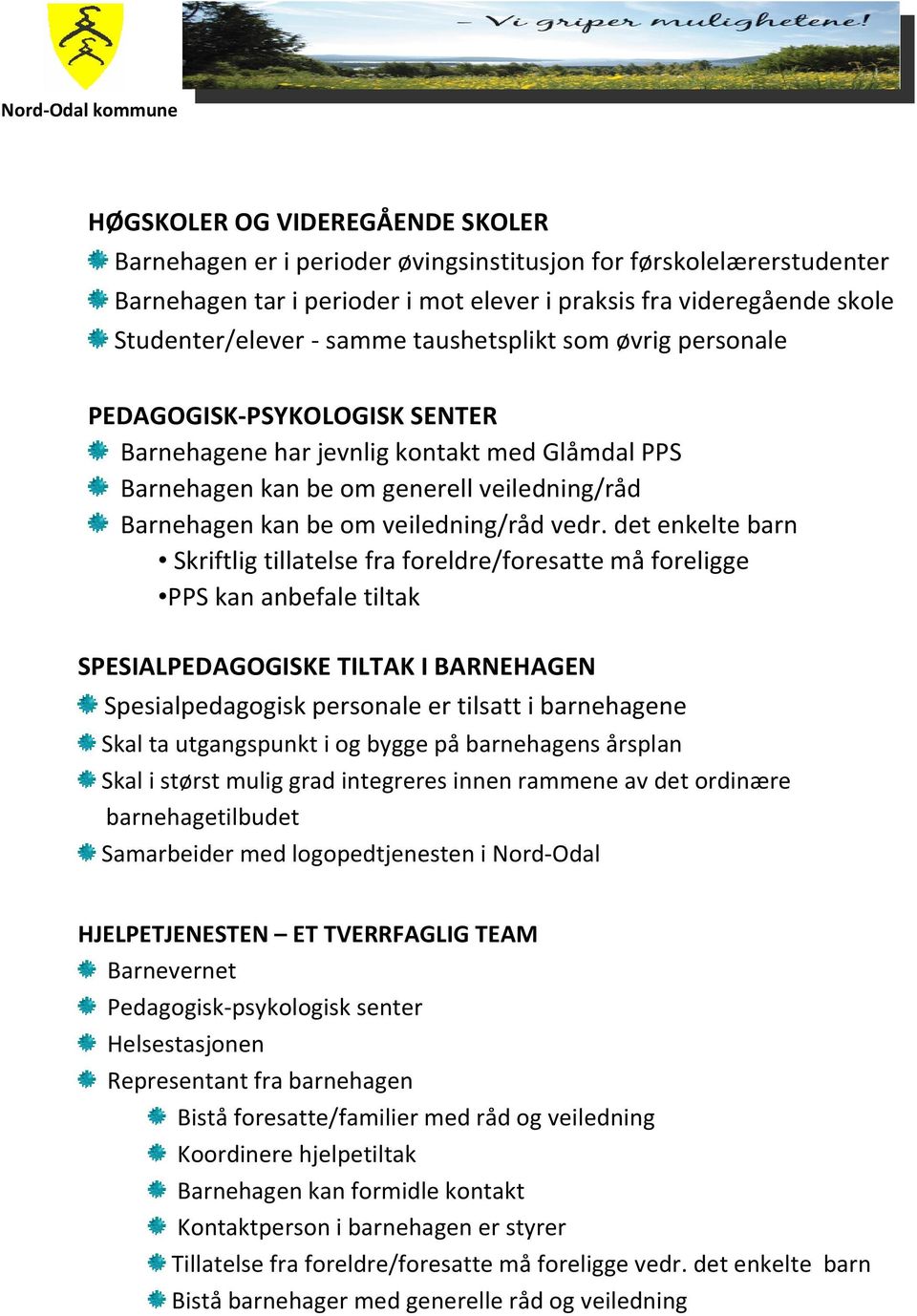 det enkelte barn Skriftlig tillatelse fra foreldre/foresatte må foreligge PPS kan anbefale tiltak SPESIALPEDAGOGISKE TILTAK I BARNEHAGEN Spesialpedagogisk personale er tilsatt i barnehagene Skal ta