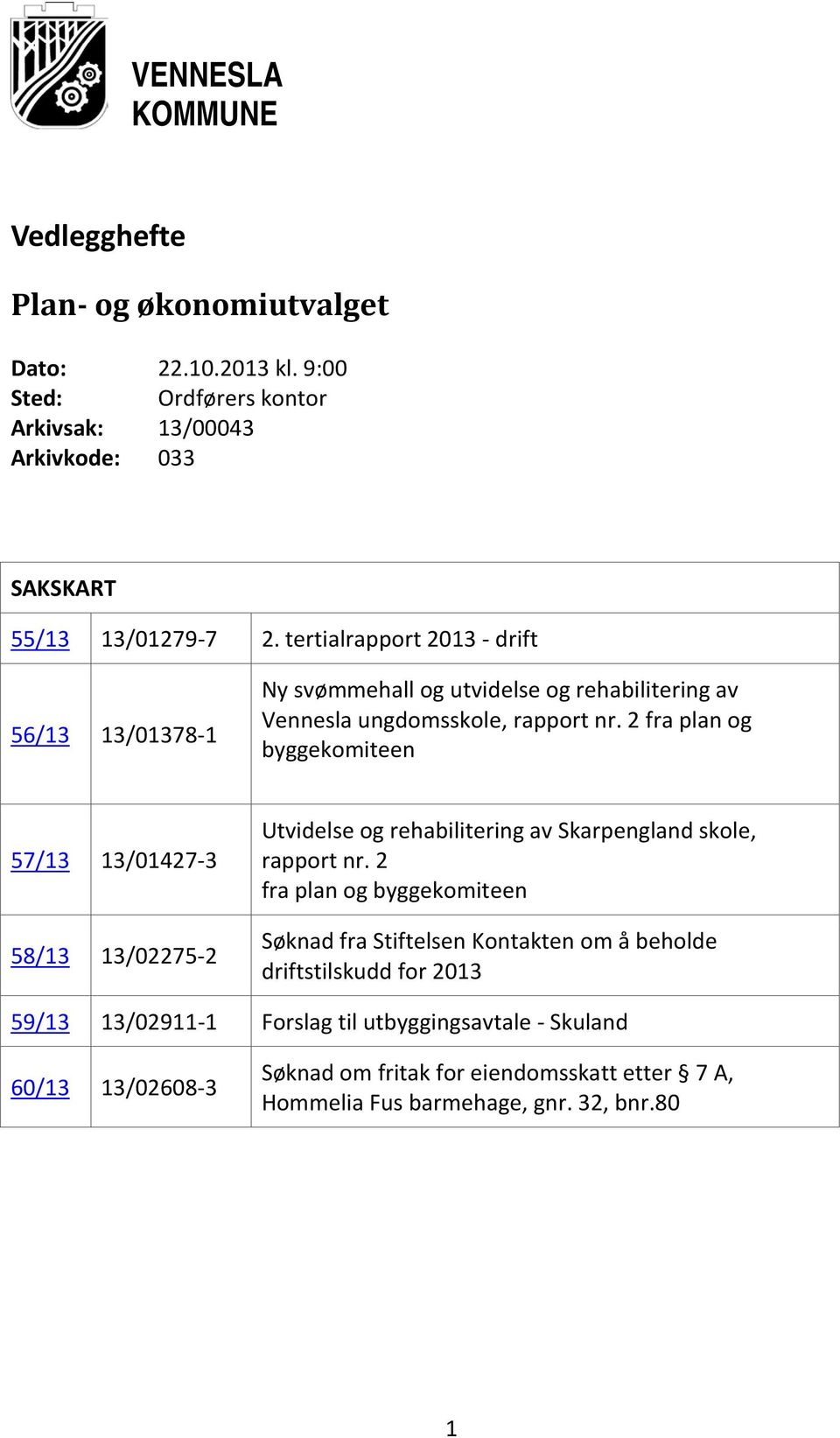 2 fra plan og byggekomiteen 57/ /01427-3 58/ /02275-2 Utvidelse og rehabilitering av Skarpengland skole, rapport nr.