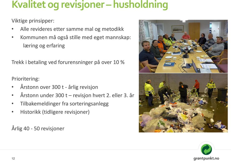 over 10 % Prioritering: Årstonn over 300 t - årlig revisjon Årstonn under 300 t revisjon hvert 2.