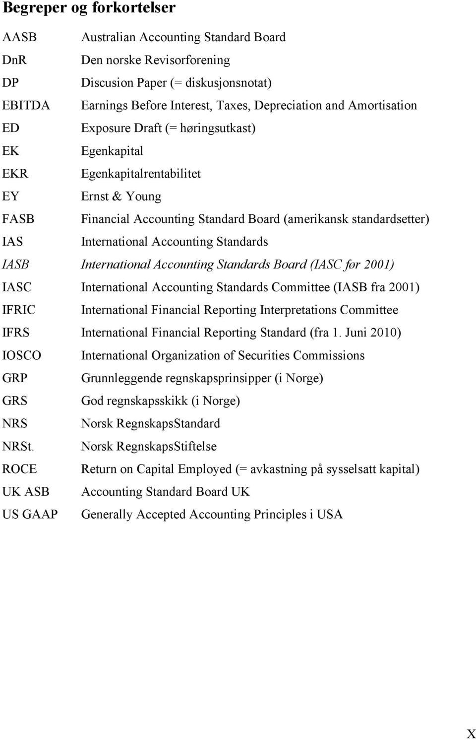 Accounting Standards IASB International Accounting Standards Board (IASC før 2001) IASC International Accounting Standards Committee (IASB fra 2001) IFRIC International Financial Reporting