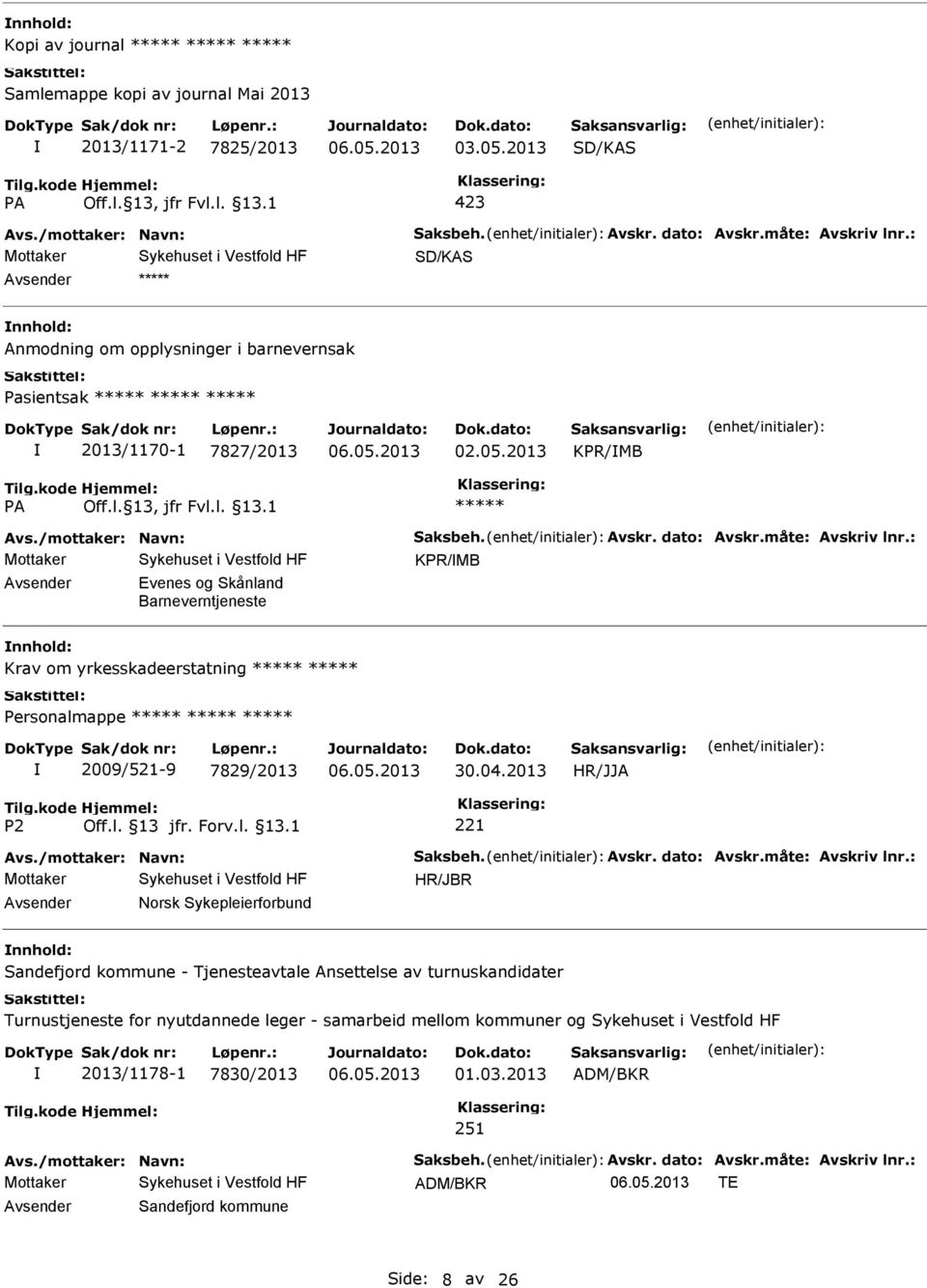 : KPR/MB Evenes og Skånland Barneverntjeneste Krav om yrkesskadeerstatning Personalmappe 2009/521-9 7829/2013 30.04.2013 Avs./mottaker: Navn: Saksbeh. Avskr. dato: Avskr.måte: Avskriv lnr.