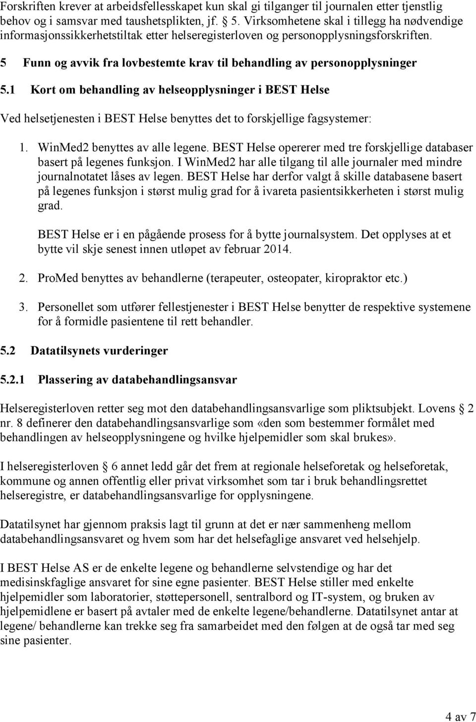 BEST Helse Nordstrand pålegg om avslutning av urettmessig behandling av  personopplysninger - PDF Gratis nedlasting