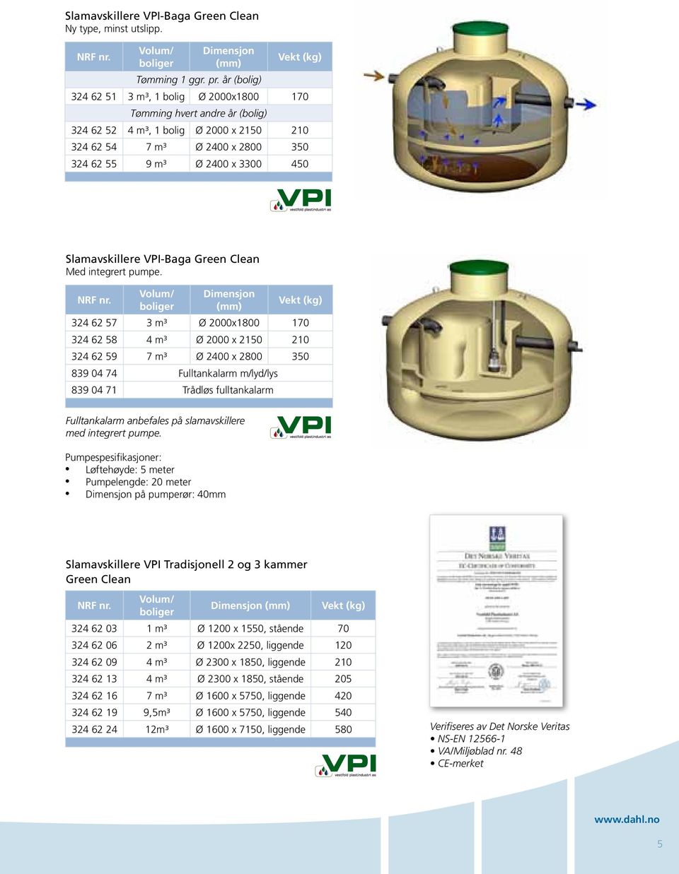 Slamavskillere VPI-Baga Green Clean Med integrert pumpe. NRF nr.