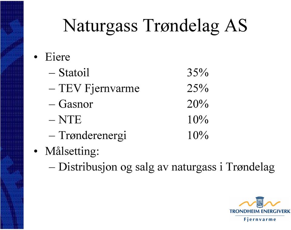 10% Trønderenergi 10% Målsetting: