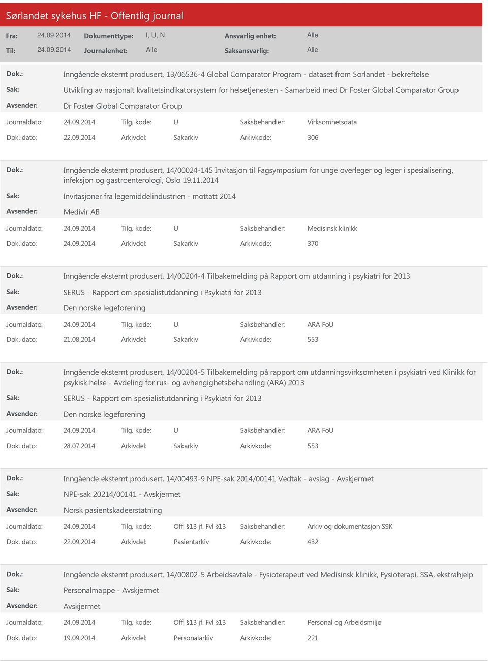 2014 Arkivdel: Sakarkiv Arkivkode: 306 Inngående eksternt produsert, 14/00024-145 Invitasjon til Fagsymposium for unge overleger og leger i spesialisering, infeksjon og gastroenterologi, Oslo 19.11.