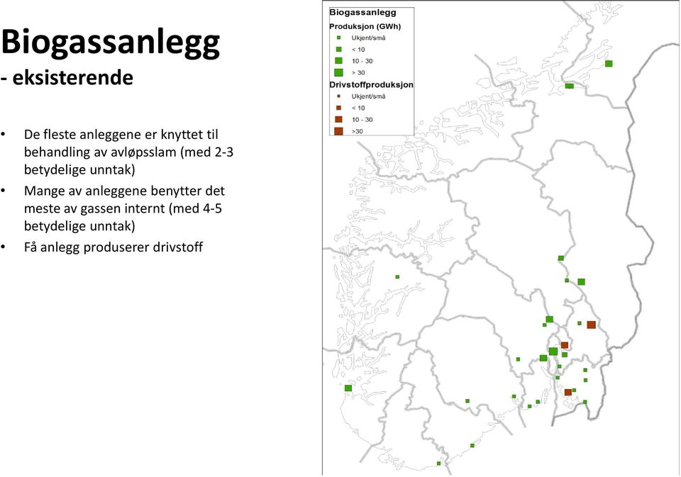 unntak) Mange av anleggene benytter det meste av gassen