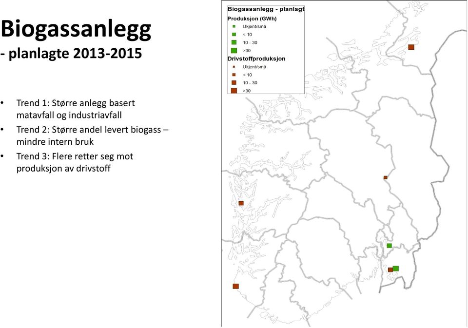 Trend 2: Større andel levert biogass mindre intern