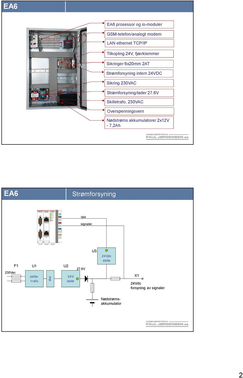 6V Skilletrafo, 230VAC Overspenningsvern Nødstrøms akkumulatorer 2x12V -7,2Ah Strømforsyning cpu