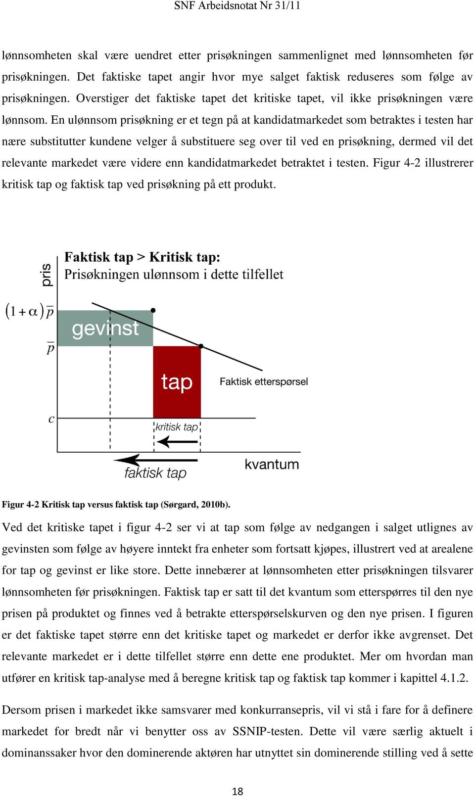 En ulønnsom prisøkning er et tegn på at kandidatmarkedet som betraktes i testen har nære substitutter kundene velger å substituere seg over til ved en prisøkning, dermed vil det relevante markedet