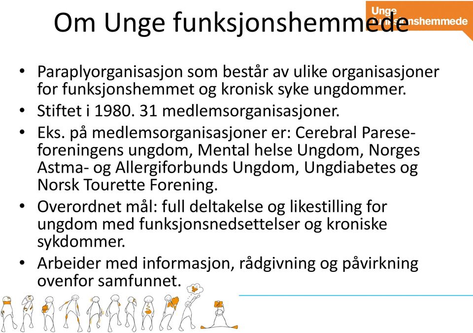 på medlemsorganisasjoner er: Cerebral Pareseforeningens ungdom, Mental helse Ungdom, Norges Astma- og Allergiforbunds Ungdom,