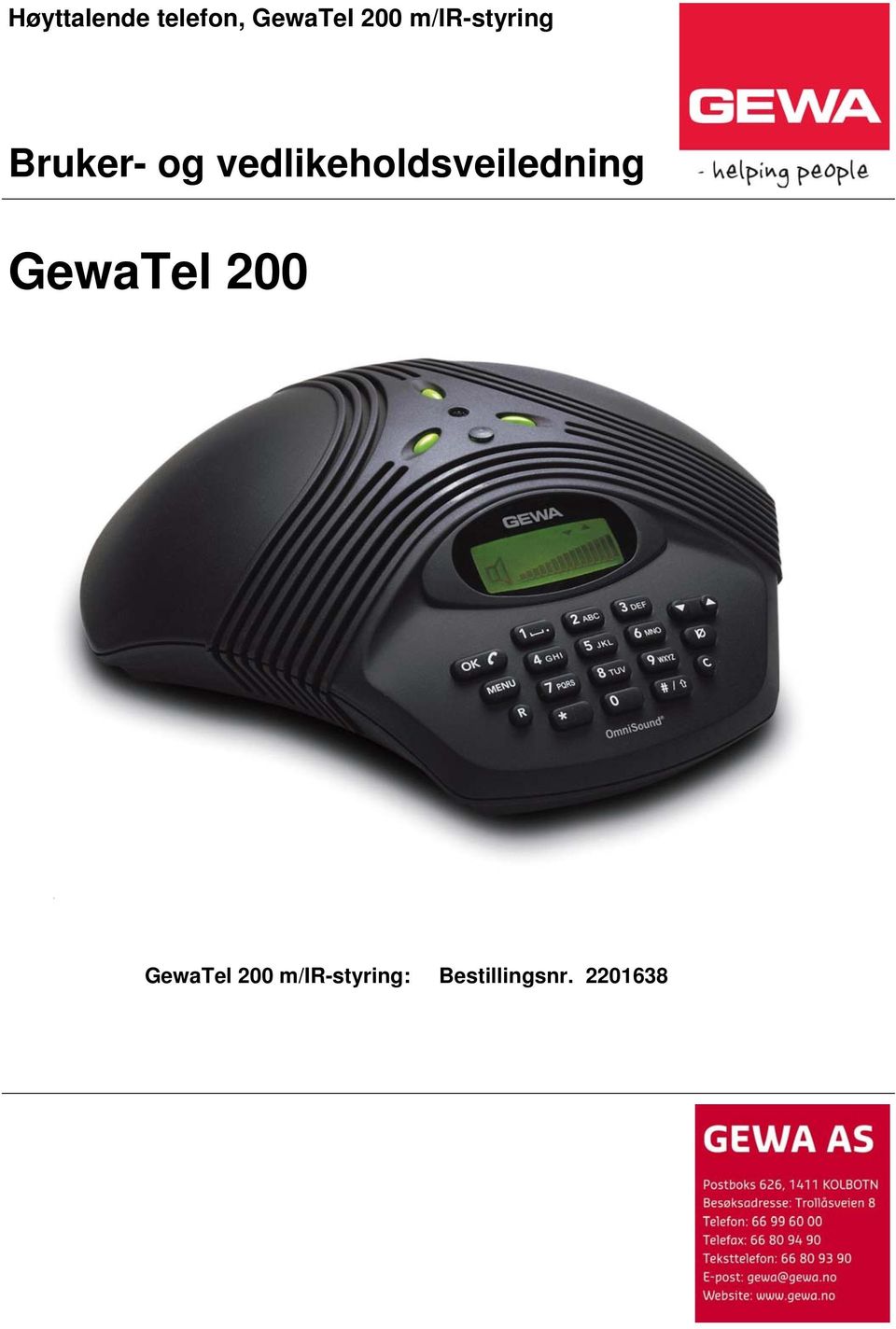 vedlikeholdsveiledning GewaTel 200