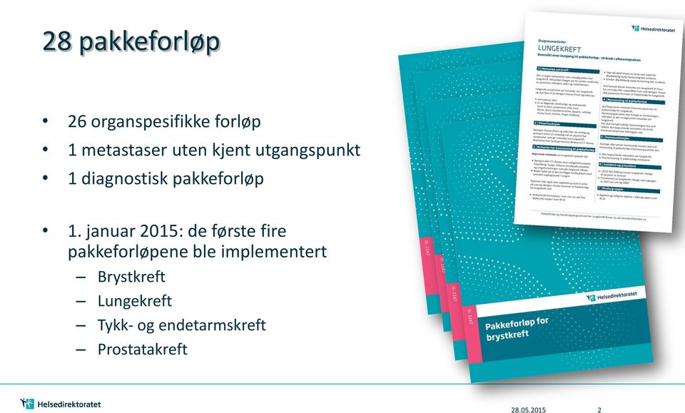 januar 2015: de første fire pakkeforløpene ble implementert