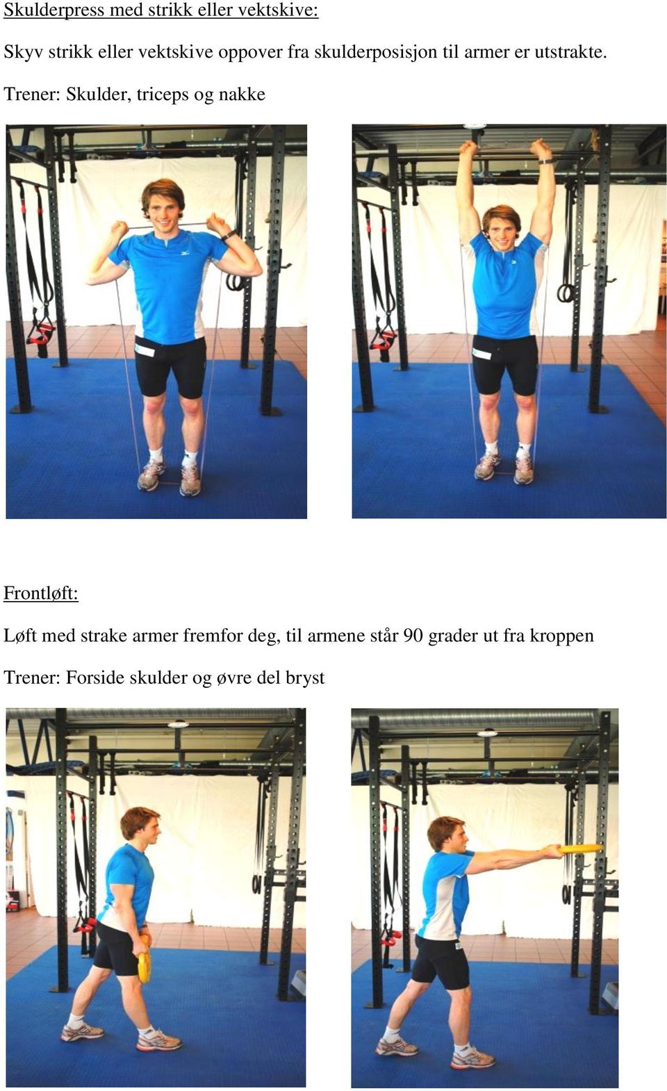 Trener: Skulder, triceps og nakke Frontløft: Løft med strake armer