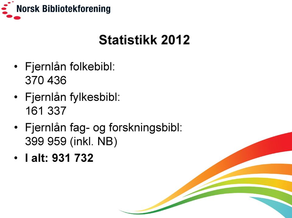 Statistikk 2012 Fjernlån fag- og