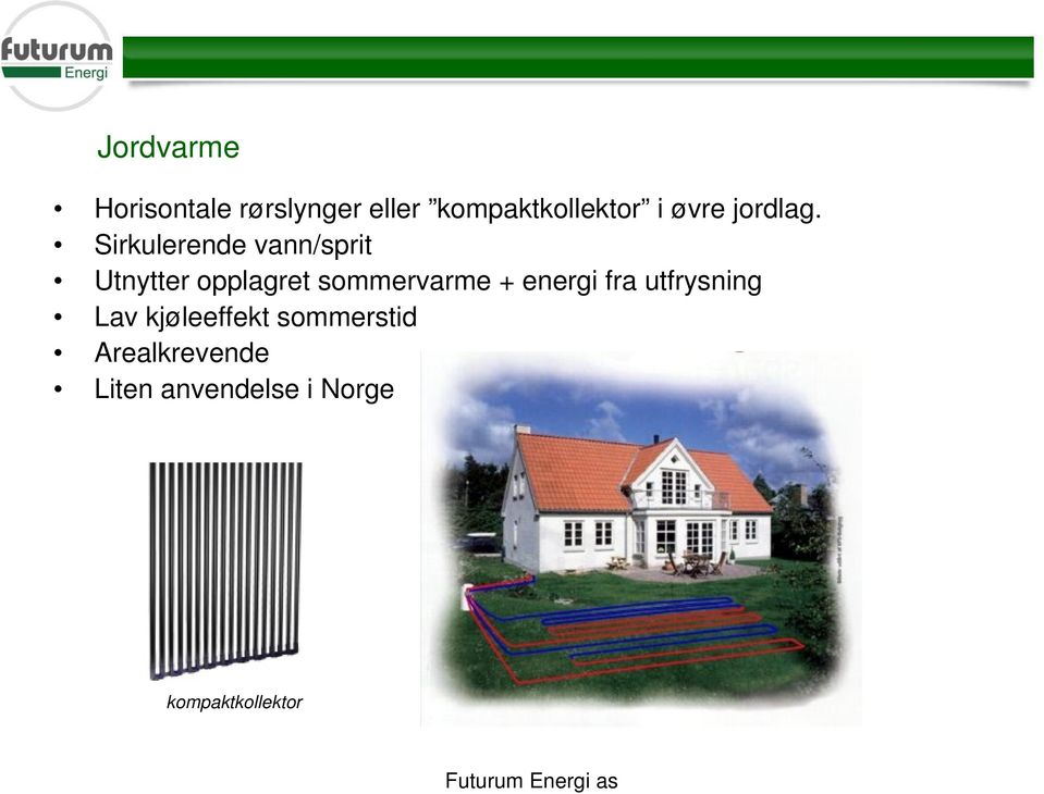 Sirkulerende vann/sprit Utnytter opplagret sommervarme +