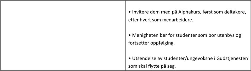 Menigheten ber for studenter som bor utenbys og