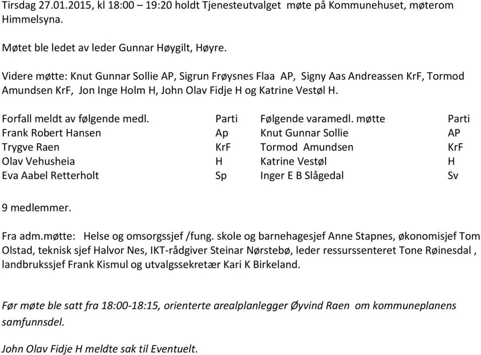 Parti Følgende varamedl.