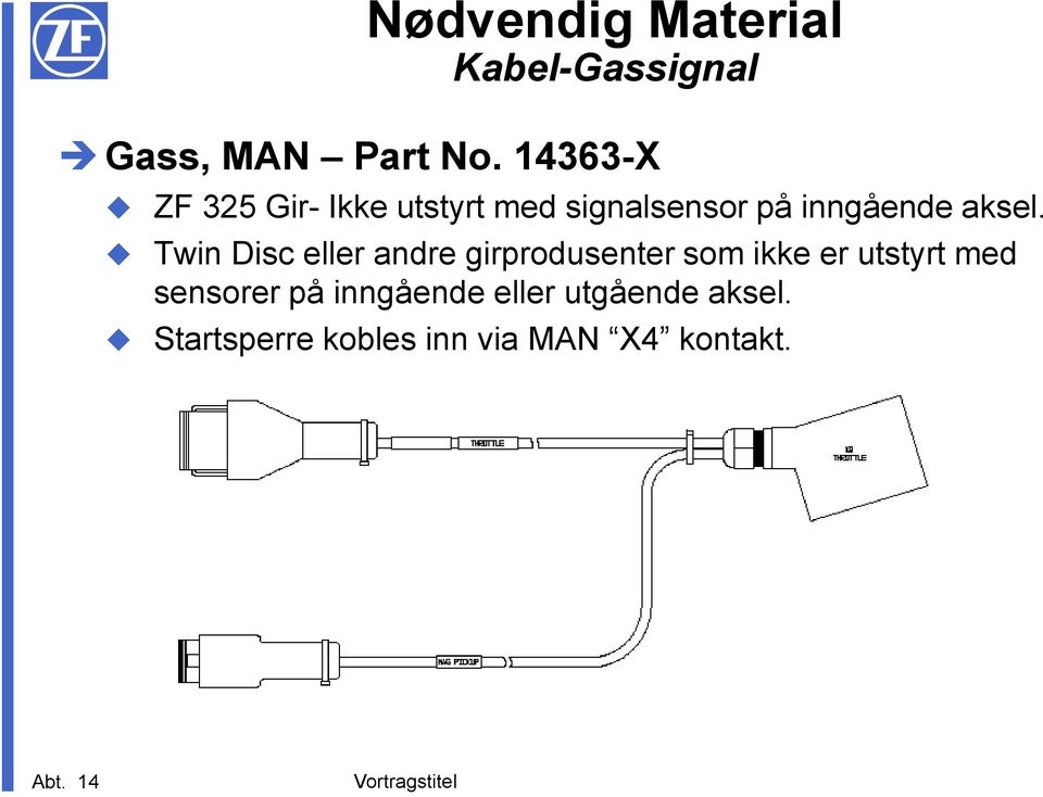 Twin Disc eller andre girprodusenter som ikke er utstyrt med sensorer