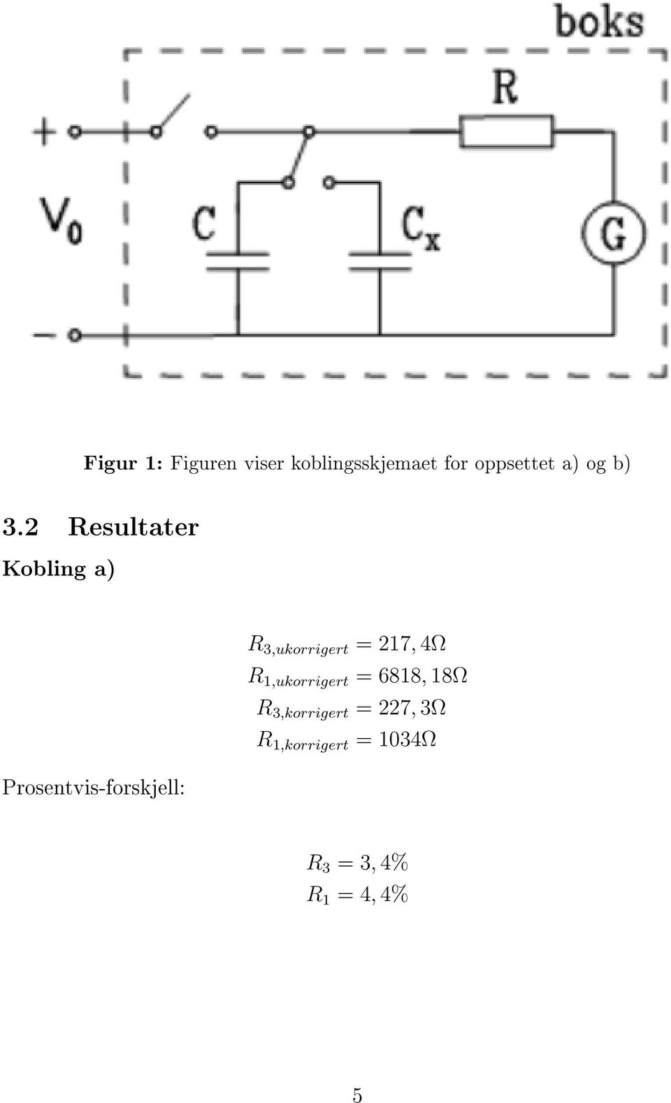 2 Resultater Kobling a) R 3,ukorrigert = 217, 4Ω R