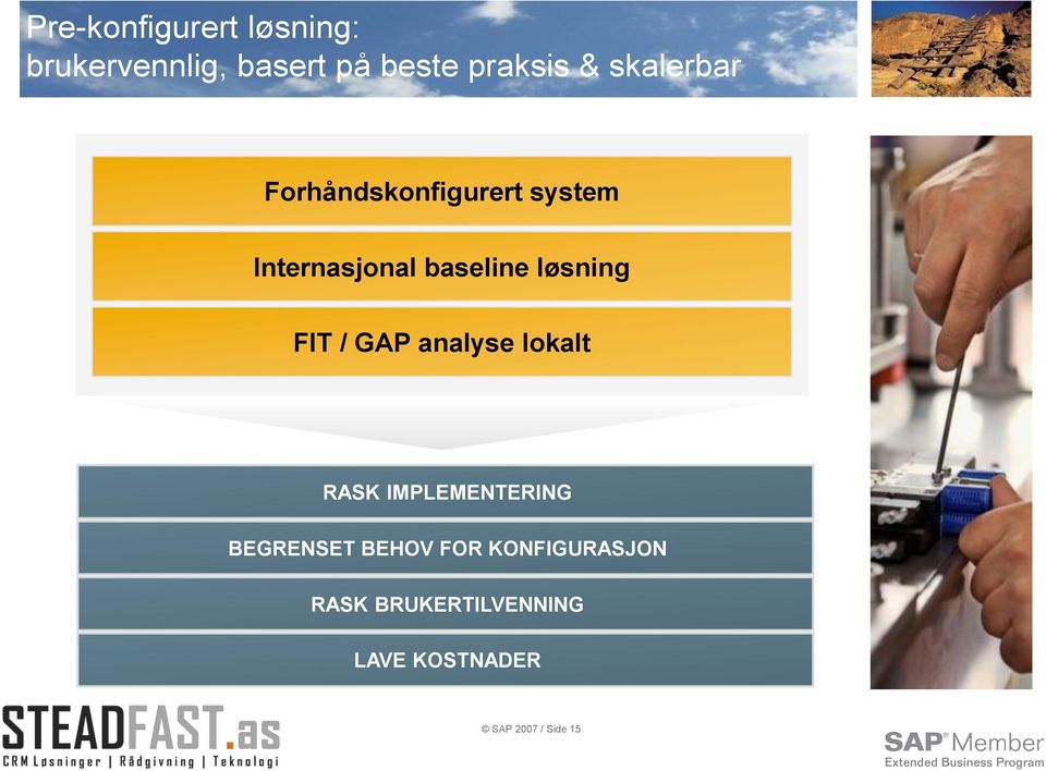 løsning FIT / GAP analyse lokalt RASK IMPLEMENTERING BEGRENSET