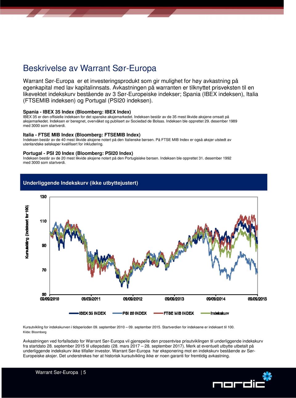 Spania - IBEX 35 Index (Bloomberg: IBEX Index) IBEX 35 er den offisielle indeksen for det spanske aksjemarkedet. Indeksen består av de 35 mest likvide aksjene omsatt på aksjemarkedet.