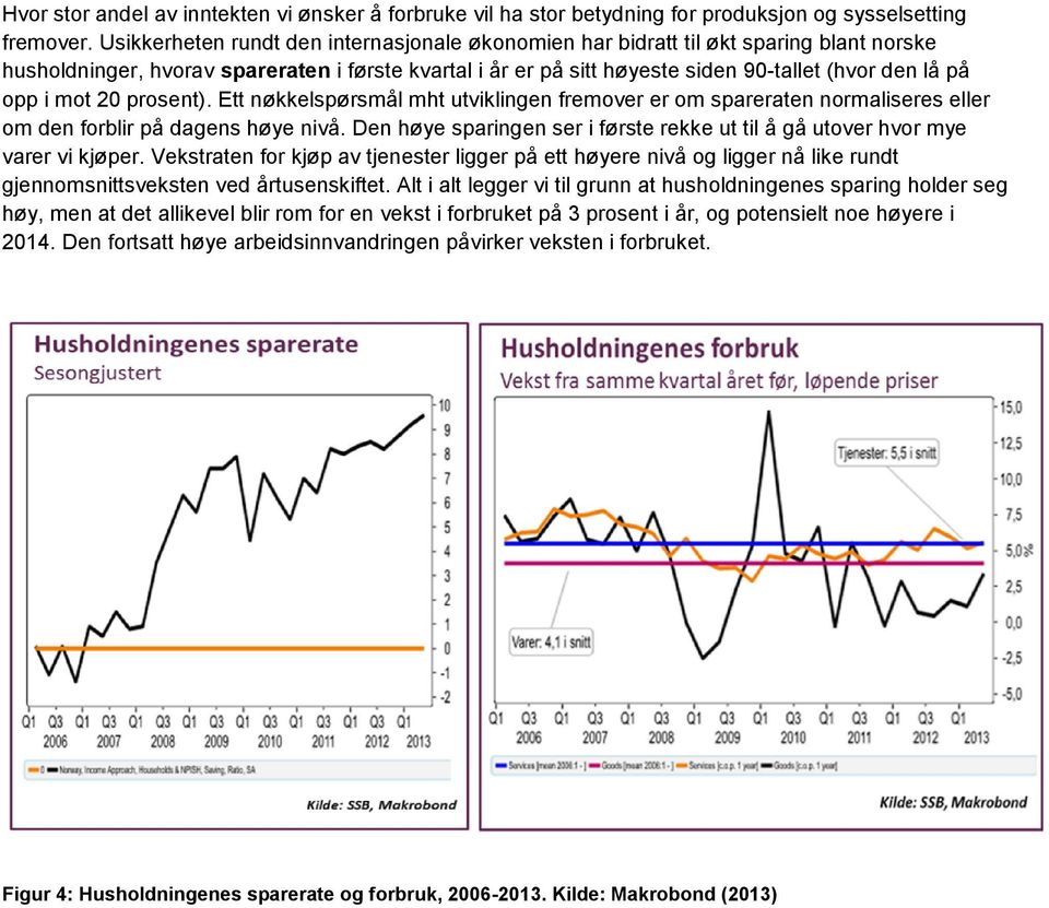 i mot 20 prosent). Ett nøkkelspørsmål mht utviklingen fremover er om spareraten normaliseres eller om den forblir på dagens høye nivå.