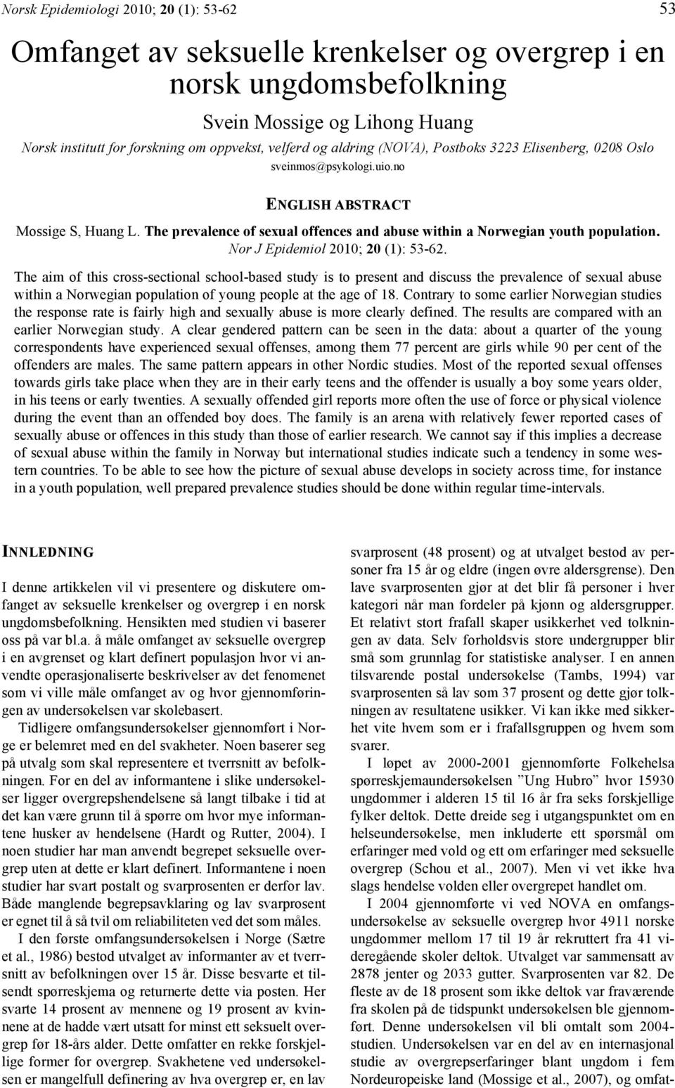 Nor J Epidemiol 2010; 20 (1): 53-62.