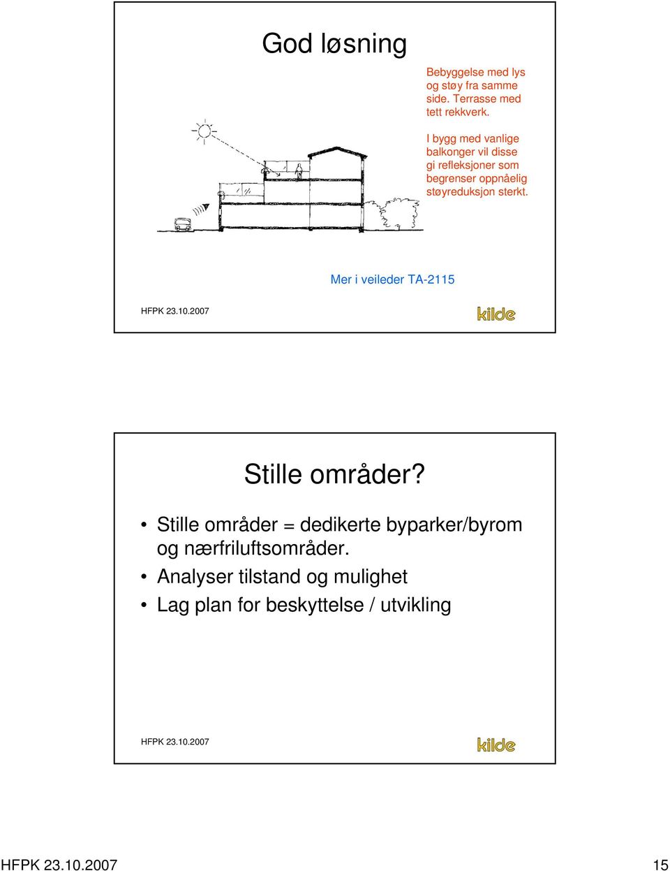 støyreduksjon sterkt. Mer i veileder TA-2115 Stille områder?