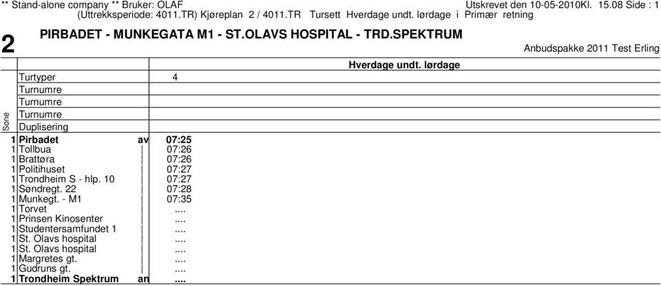 SPEKTRUM 2 Anbudspakke 20 Test Erling Pirbadet Tollbua Brattøra Politihuset Trondheim S - hlp. 0 Søndregt.