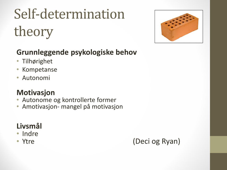 Motivasjon Autonome og kontrollerte former