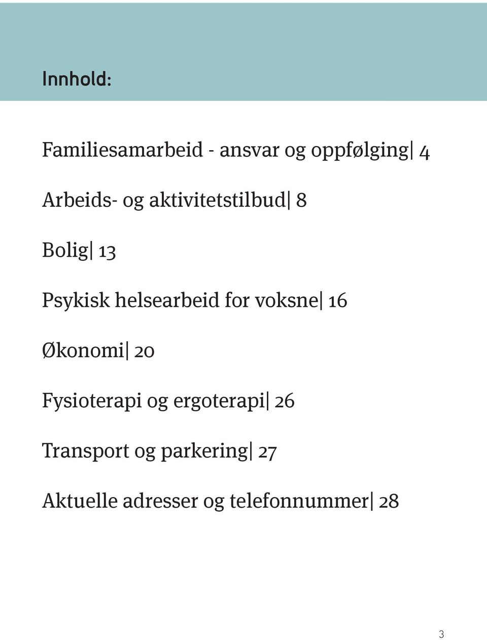 helsearbeid for voksne 16 Økonomi 20 Fysioterapi og