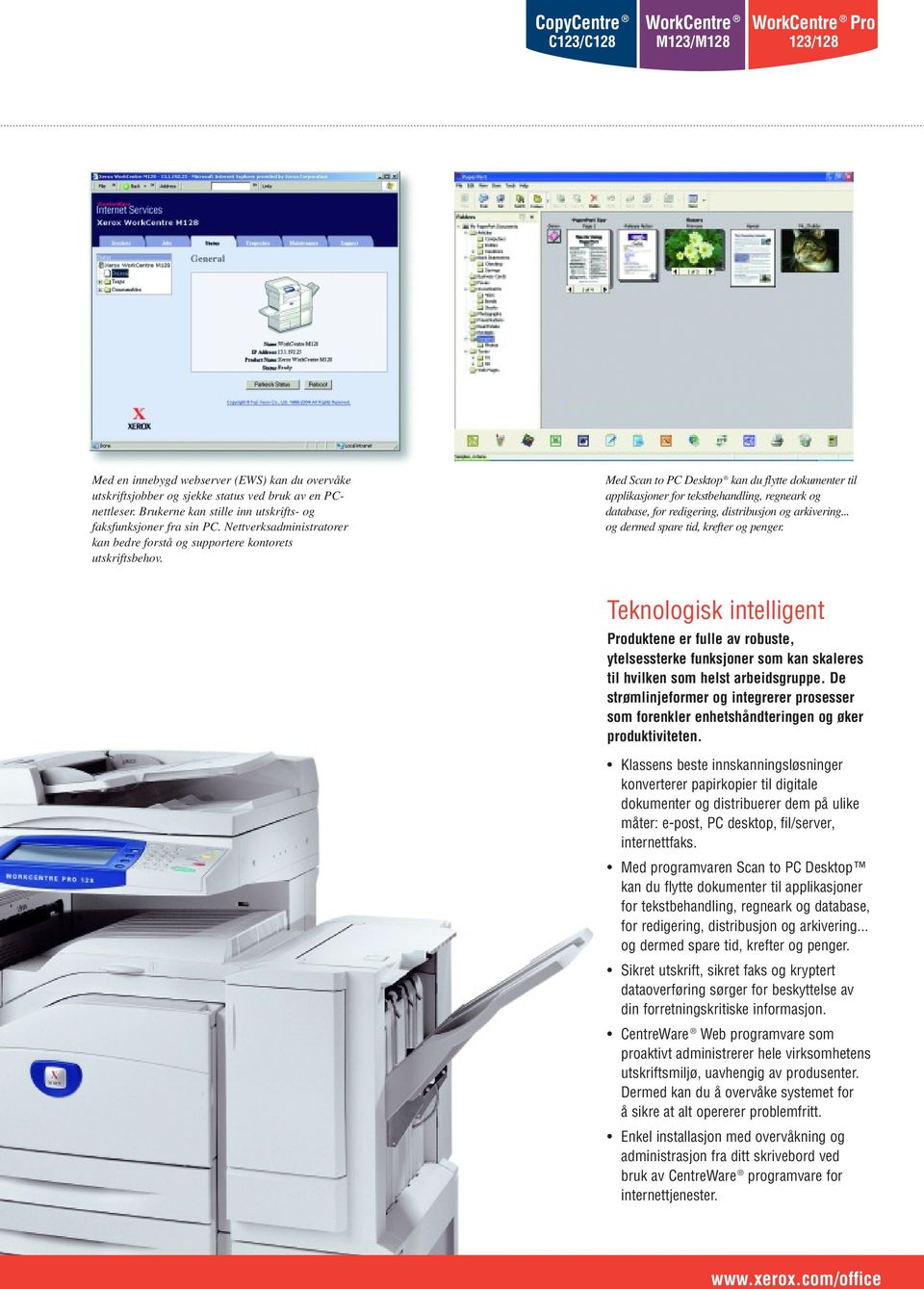 Med Scan to PC Desktop kan du flytte dokumenter til applikasjoner for tekstbehandling, regneark og database, for redigering, distribusjon og arkivering... og dermed spare tid, krefter og penger.