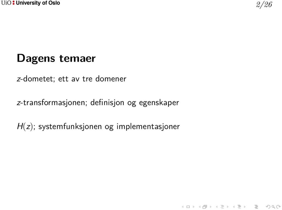 z-transformasjonen; definisjon og