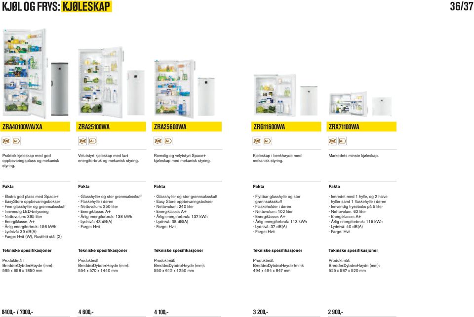 - Ekstra god plass med Space+ - EasyStore oppbevaringsbokser - Fem glasshyller og grønnsaksskuff - Innvendig LED-belysning - Nettovolum: 395 liter - Årlig energiforbruk: 156 kwh - Lydnivå: 39 db(a) -