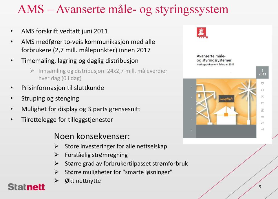 måleverdier hver dag (0 i dag) Prisinformasjon til sluttkunde Struping og stenging Mulighet for display og 3.