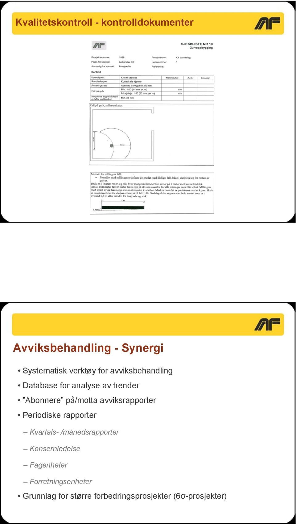 avviksrapporter Periodiske rapporter Kvartals- /månedsrapporter Konsernledelse