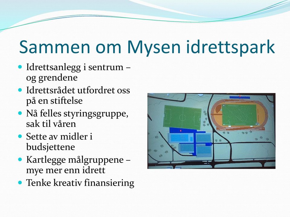 felles styringsgruppe, sak til våren Sette av midler i