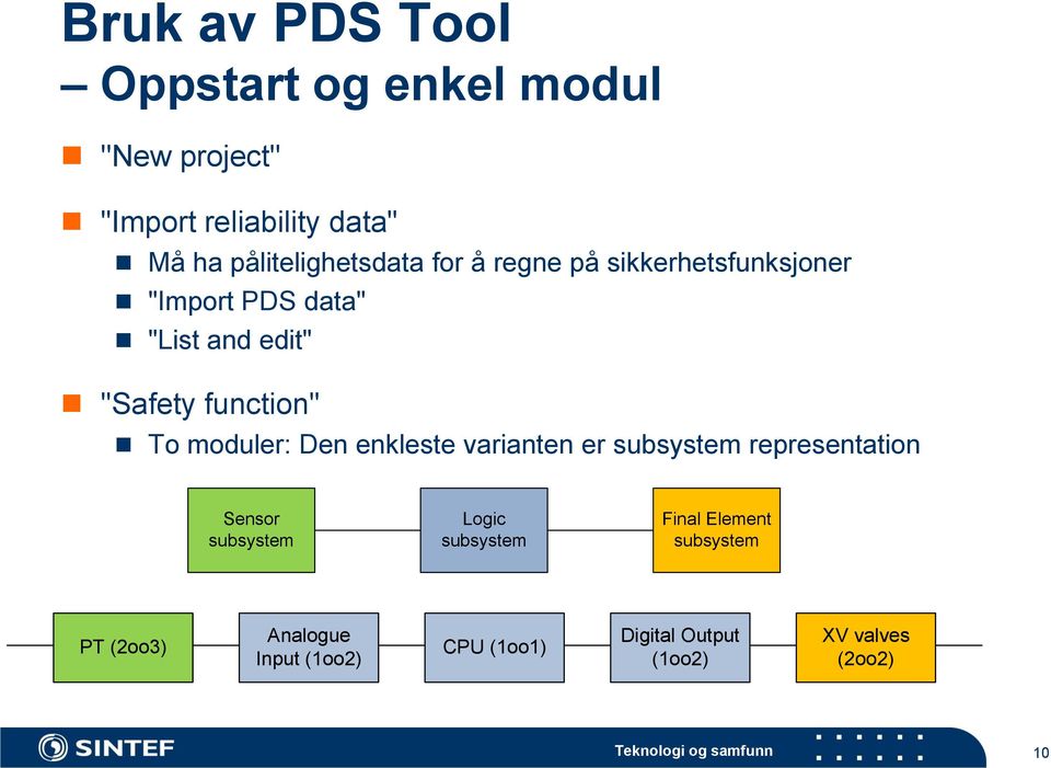 function" To moduler: Den enkleste varianten er subsystem representation Sensor subsystem Logic