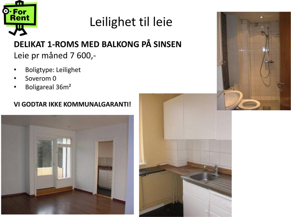 Leilighet Soverom 0 Boligareal 36m² VI GODTAR