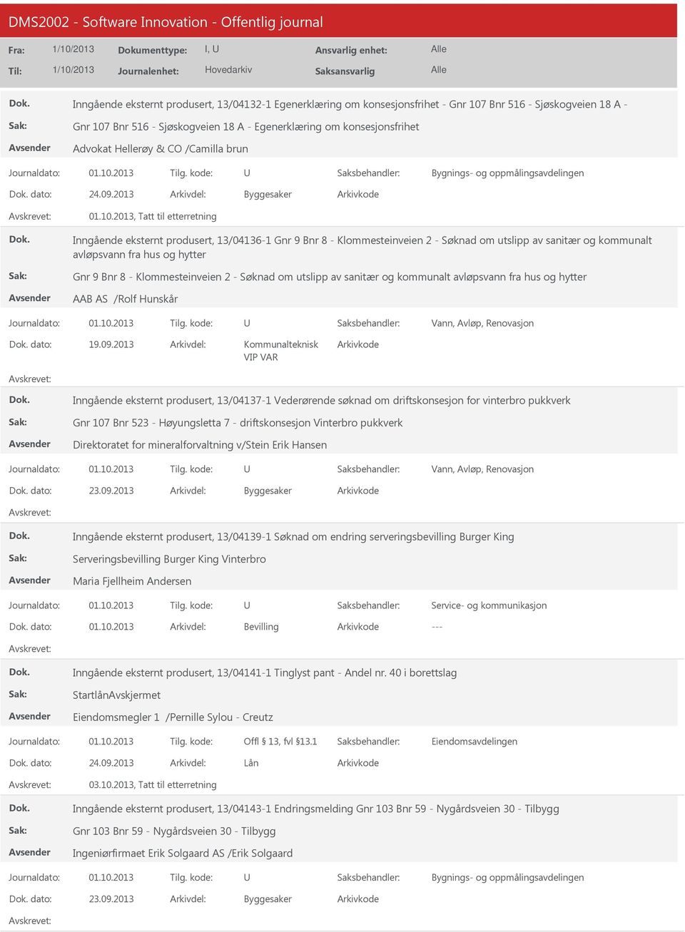 2013, Tatt til etterretning Inngående eksternt produsert, 13/04136-1 Gnr 9 Bnr 8 - Klommesteinveien 2 - Søknad om utslipp av sanitær og kommunalt avløpsvann fra hus og hytter Gnr 9 Bnr 8 -