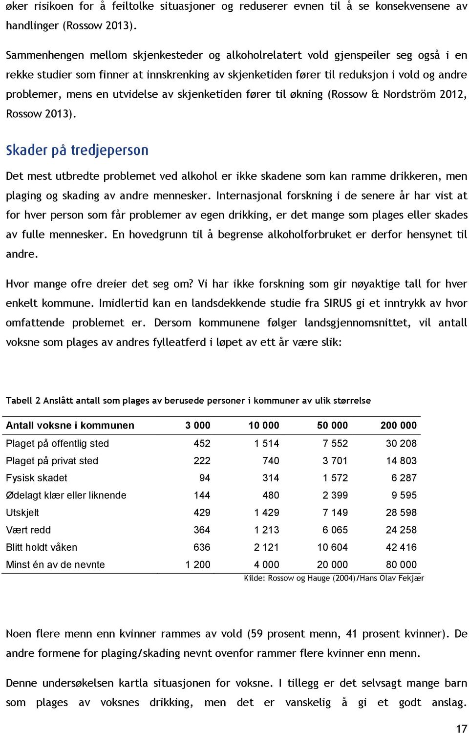 utvidelse av skjenketiden fører til økning (Rossow & Nordström 2012, Rossow 2013).