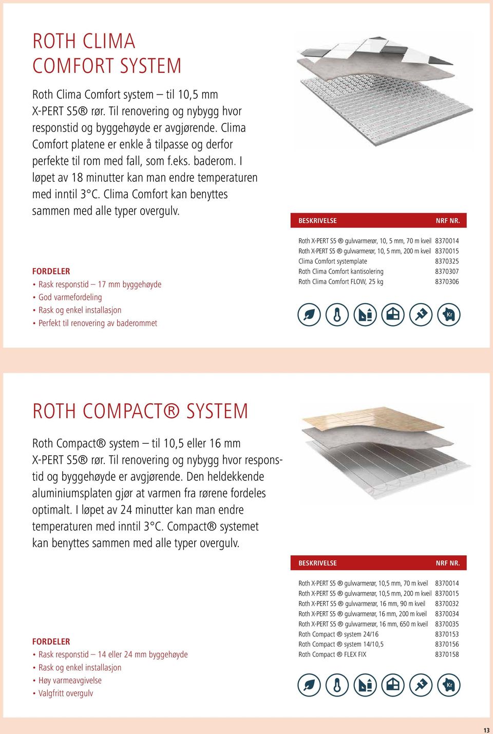 Clima Comfort kan benyttes sammen med alle typer overgulv. BESKRIVELSE NRF NR.