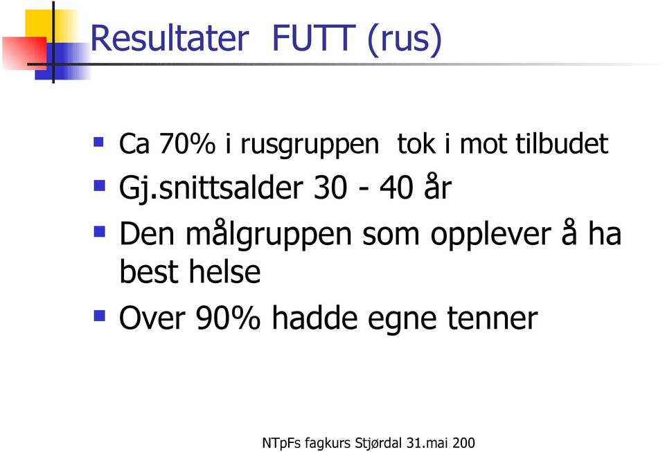 snittsalder 30-40 år Den målgruppen