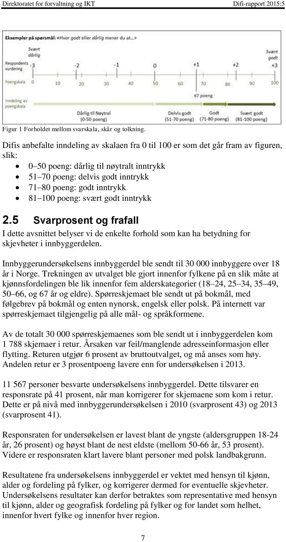 poeng: svært godt inntrykk 2.5 Svarprosent og frafall I dette avsnittet belyser vi de enkelte forhold som kan ha betydning for skjevheter i innbyggerdelen.