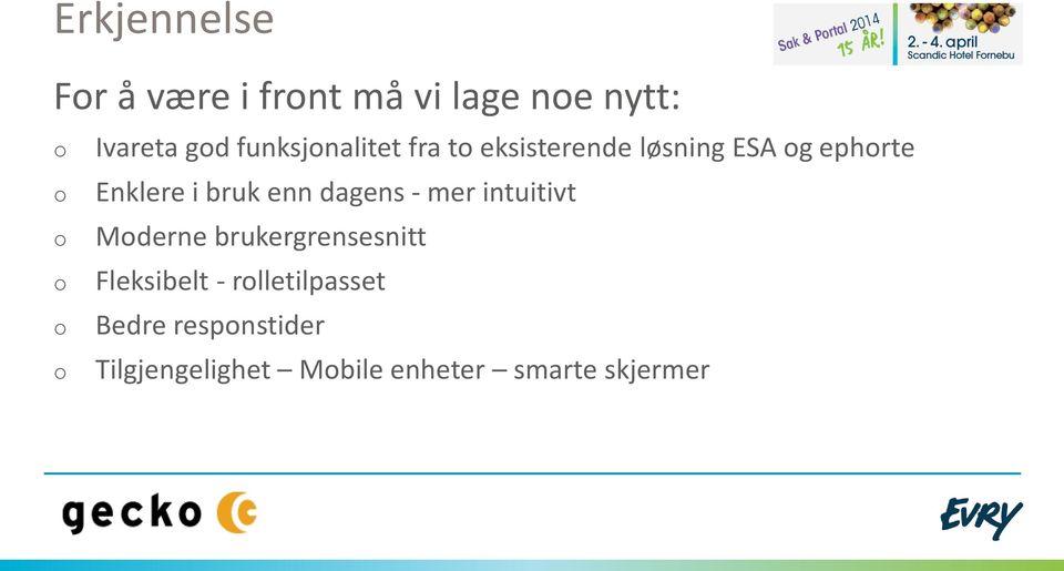 bruk enn dagens - mer intuitivt Mderne brukergrensesnitt Fleksibelt