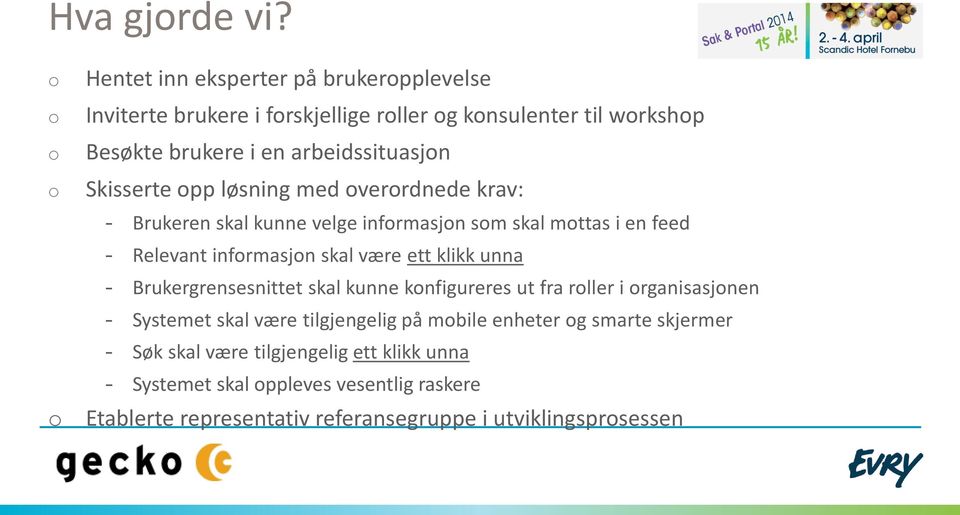 Skisserte pp løsning med verrdnede krav: - Brukeren skal kunne velge infrmasjn sm skal mttas i en feed - Relevant infrmasjn skal være ett klikk