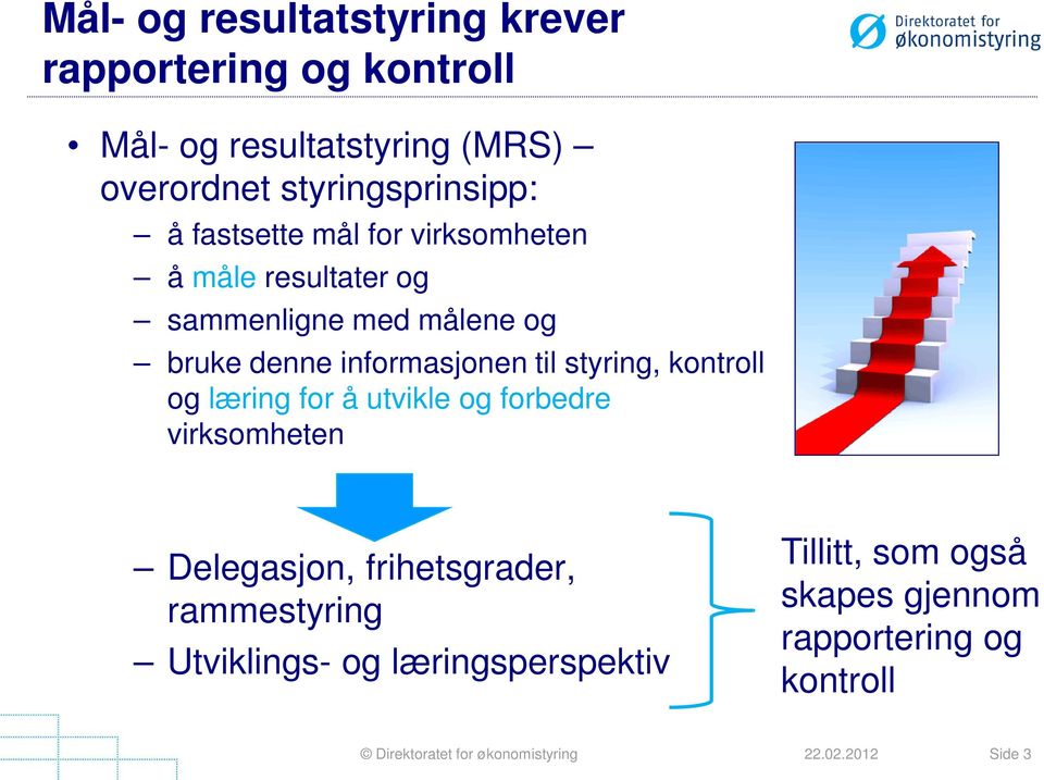 denne informasjonen til styring, kontroll og læring for å utvikle og forbedre virksomheten Delegasjon,